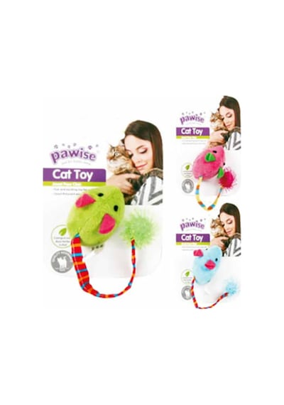 Pawise Peluş Uzun Kuyruklu Fare Kedi Oyuncağı Çok Renkli