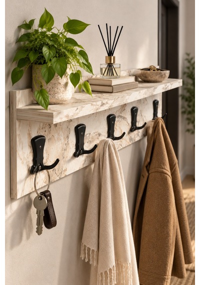 Sulorahome Duvar Askılığı 80 Cm Beyaz Mermer