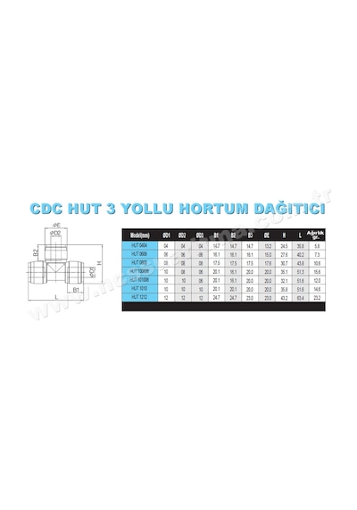 12 Mm X 12 Mm X 12 Mm.Üç Yollu Hortum Dağıtıcı Metrik Konnektör