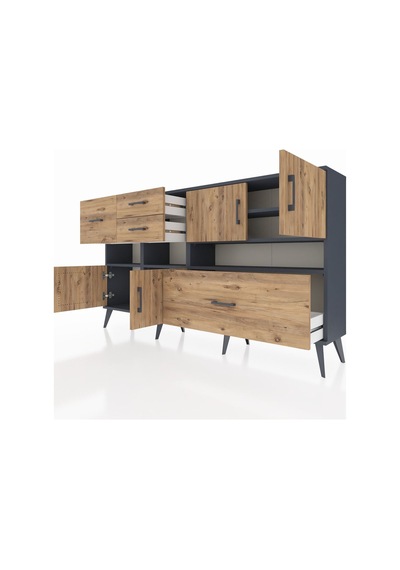 Arges Konsol 5 Raflı 4 Çekmeceli 4 Kapaklı 176x30x99 Antrasit-çam Atlas Çam - Antrasıt Arges Konsol 5 Raflı 4 Çekmeceli 4 Kapaklı 176x30x99 Antrasit-çam Atlas Çam - Antrasıt