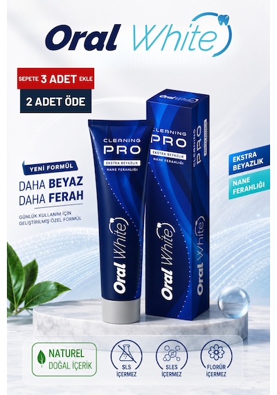Oral White Cleaning Pro Ekstra Beyazlık Diş Macunu 75 Ml - Yeni Formül Tam Koruma