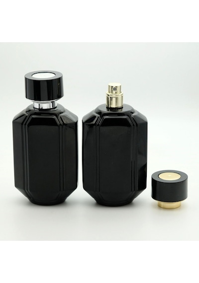 Parfüm Ve Kolonya Şişesi 100 Ml 2 Adet Siyah Özel Kolay Kapama Cam Şişe