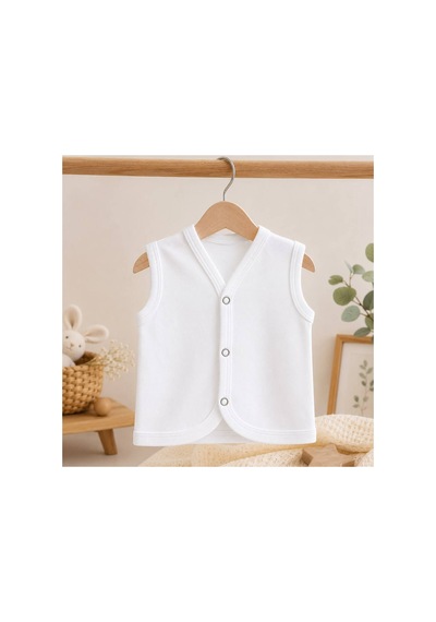 H&c Coolboy H & C %100 Pamuk 2'li Bebek Yeleği Çıtçıtlı Kolsuz İç Yelek 0-36 Ay Beyaz