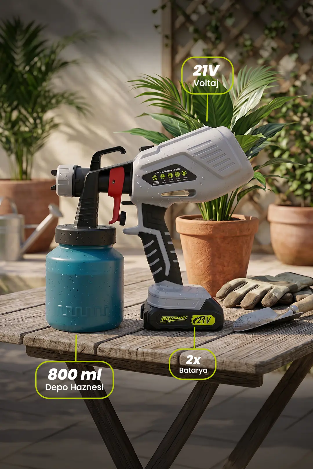Reschmann R-2024 21V 800ML Şarjlı Boya Ve Su Püskürtme Makinesi