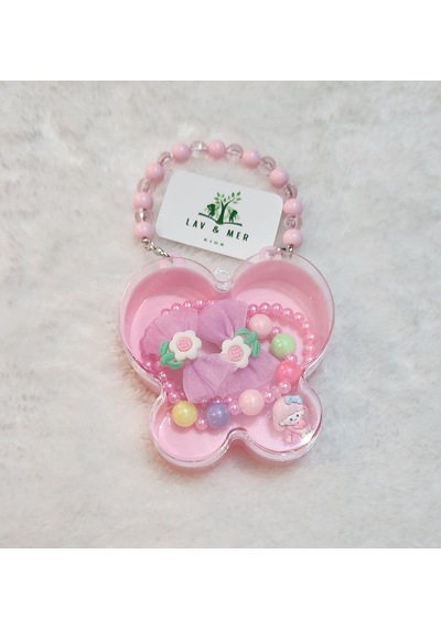 Kelebek Çantalı Toka Seti-9 Pembe