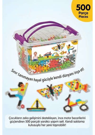Eğitici 500 Parça Çiçek Puzzle Kutulu Yapı Blokları Zeka Geliştirici Oyuncak Seti 3+ Yaş