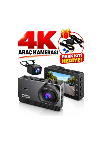 4k Fhd Araç Kamerası, 170 Ön Ve 120 İç Kamera, Gece Görüşlü Dash Cam, 4 Kızılötesi Led, F2.0 Diyafram, G-sensör