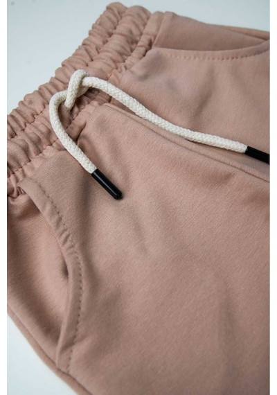 Heyadventure Erkek / Kız Çocuk Cepli Jogger Eşofman Altı Paçası Lastikli Bej Bej