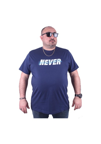 Moc Grande Mocgrande Büyük Beden Erkek Baskılı Tişört Never 23135 Marin