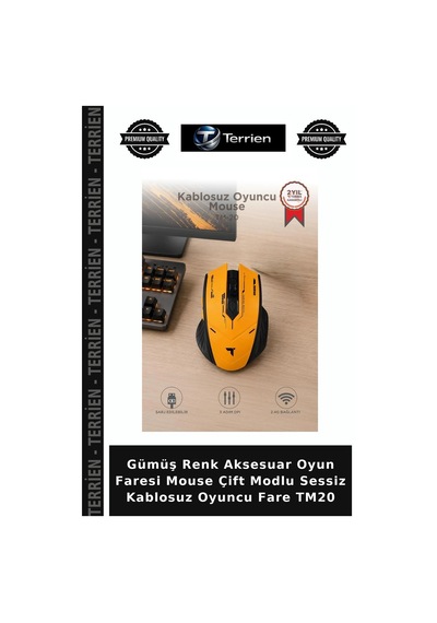 Gümüş Renk Aksesuar Oyun Faresi Mouse Çift Modlu Sessiz Kablosuz Oyuncu Fare Tm20