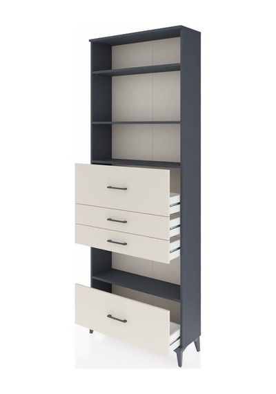 Arges Dolap 4 Raflı 4 Çekmeceli 88x30x243 Antrasit-aytaşı Antrasit