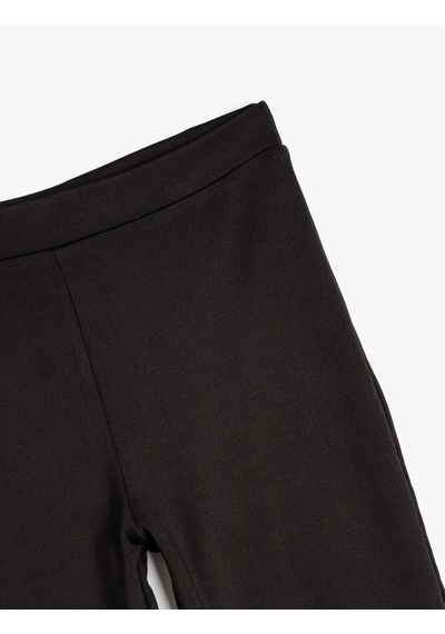 Koton Basic İspanyol Paça Pantolon Beli Lastikli Siyah 5wkg40185ak Siyah