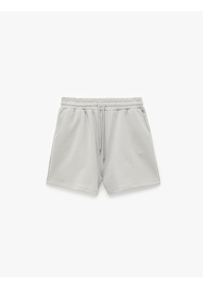 Koton Cepli Beli Bağcıklı Pamuklu Slim Fit Mini Şort Gri 6sal40004ık Gri
