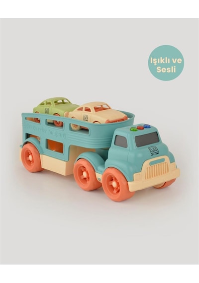Let's Be Child Işıklı Ve Sesli Taşıyıcı Tır Ve 2 Minik Araç Lc Turkuaz Mavi