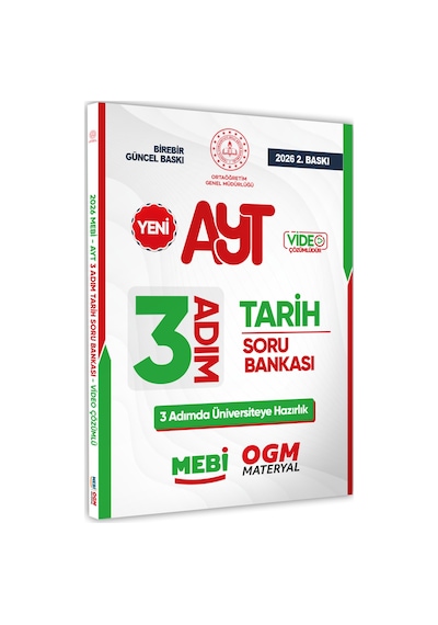 2026 Ayt Mebi-ogm 3 Adım Tarih Soru Bankası Renkli A4 Boyut Video Çözümlü Baskı Ücreti