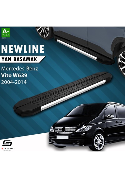 S-dizayn Mercedes Vito W639 Uzun Şase Newline Krom Yan Basamak 253 Cm 2004-2014 A+ Kalite