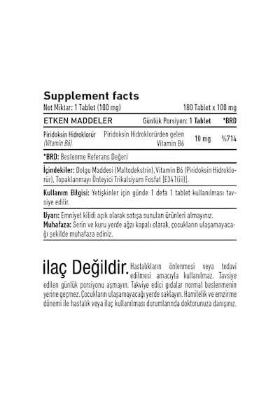 Vitagenom B6 Vitamin 180 Tablet x 10 MG
