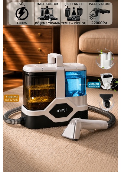 Mioji CN5 1200W 22000Pa Halı, Koltuk, Döşeme Yıkama Makinesi Beyaz Beyaz