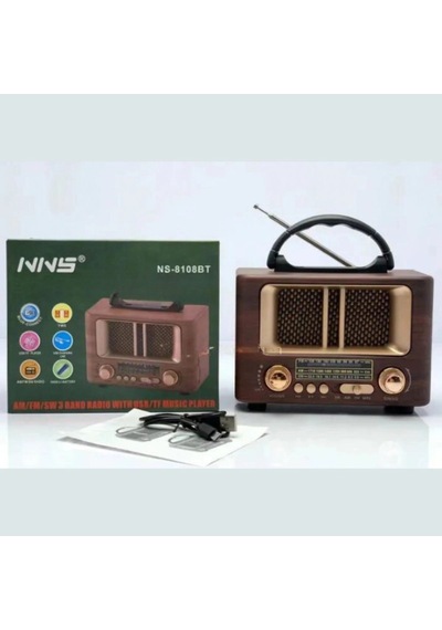 Retro Ahşap Tasarım Bluetooth Radyo Şarjlı Mini Boy