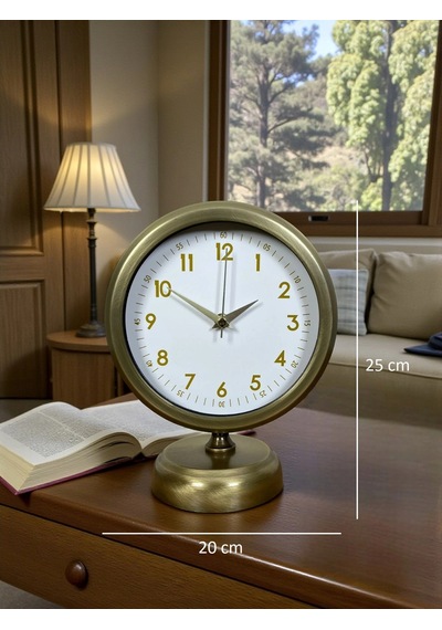 Vintage Luxury 25 X 20 Cm Eskitme Metal Masa Saati Çok Renkli