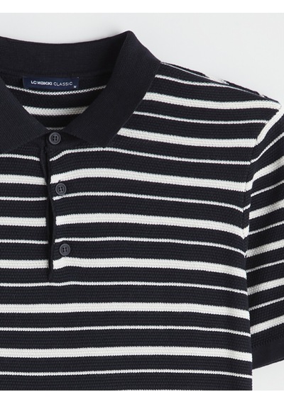 Lcwaıkıkı Classic Lacivert Polo Yaka Çizgili Erkek Triko Tişört