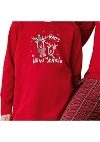Arnetta Ar3514c Anne Kız New Year Kışlık İkili Pijama Takım Kız Çocuk Kırmızı