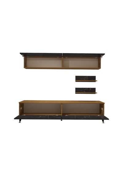 Decoraktiv Eko 5 Mdf Std Silver Tv Ünitesi Tv Sehpası Pera - Siyah Mermer
