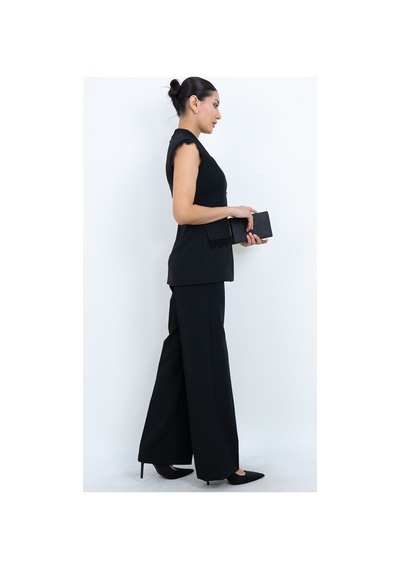 Dorne Moda Özel Seri Kruvaze Aksesuarlı Dantelli Abiye Pantolon Yelek Takım - Düğün - Mezuniyet - Ofis Şıklığı Siyah Siyah Dorne Moda Özel Seri Kruvaze Aksesuarlı Dantelli Abiye Pantolon Yelek Takım - Düğün - Mezuniyet - Ofis Şıklığı Siyah Siyah