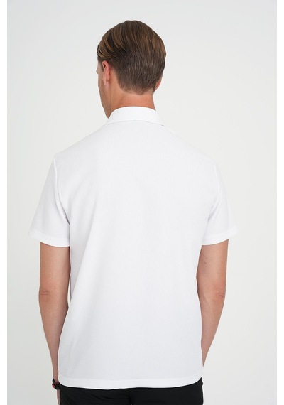 Efor Slim Fit Polo Yaka Modal Fitilli Kısa Kol Beyaz Tişört Ts 904 Beyaz