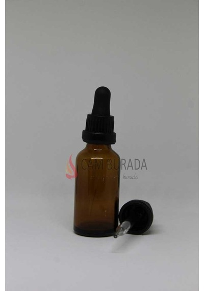 30Ml Cam Amber Şişe İnce Cam Damlalık Kırılır Kapaklı (10 Adet)