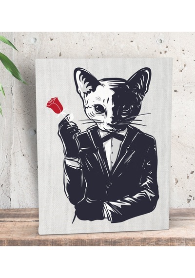 Bk Gift Godfather Cat Tasarımlı Dekoratif Mini Kanvas Tablo 15x20