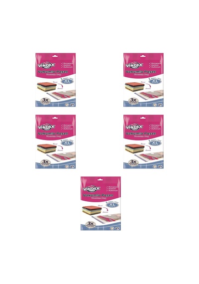 Vindex Vakumlu Giyisi Yastık Yorgan Saklama Torbası Poşeti Hurç - X Large - 55x90 Cm. 2'li - 5 Paket Şeffaf