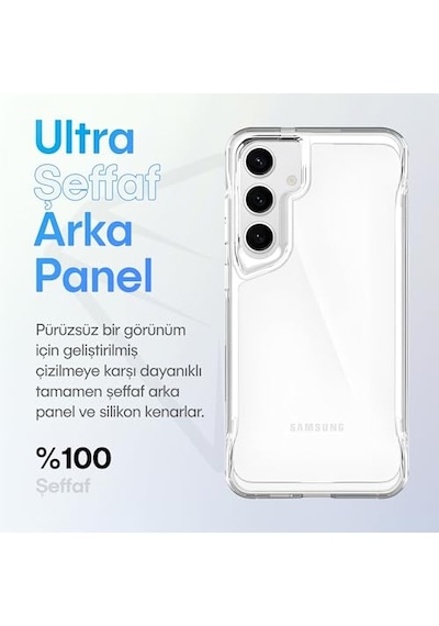 S24 Için Crystal Armor Serisi Şok Emici Yumuşak Silikon Kenar Arkası Sert Polikarbonat Darbeye Dayanıklı Şeffaf K Diğer