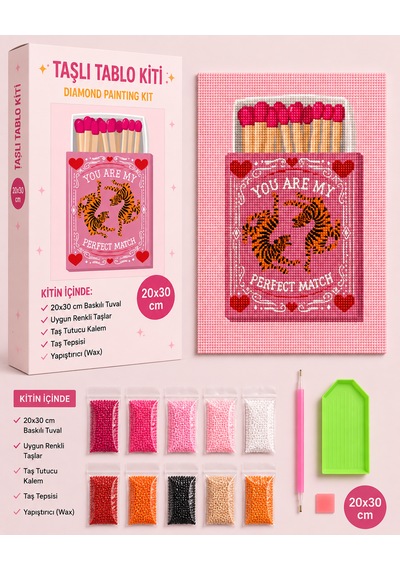Bedazzling Taşlı Tuval Kiti Küçük Boy Kibrit 1 Adet