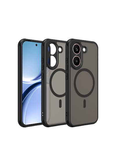 Xiaomi Poco X8 Pro Kılıf Magsafe Şarj Özellikli Kamera Korumalı Arkası Buzlu Şeffaf Lunex Kapak Siyah