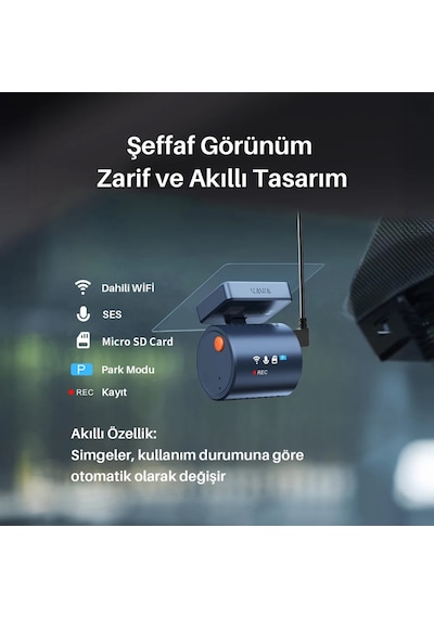 Kawa Mini 3 Pro Gen2 2K 1296P WDR 145° Geniş Açı Lens Araç Kamerası