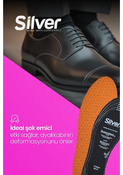 Silver Deri Koku Yapmaz Kesilebilir Ayakkabı Tabanlığı Gözenekli Tabanlık 35-45