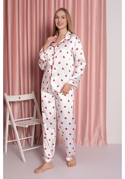 Jumelles Kadın Krem Saten Pijama Takımı Krem