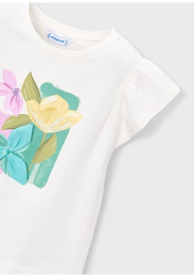 Mayoral Kız Çocuk T-shirt 3007 Krem