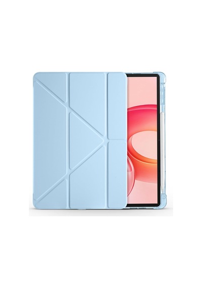 Honor Pad 10 12.1 İnç İle Uyumlu Standlı Kalem Bölmeli Uyku Modlu Akıllı Tablet Kılıf Kapak - Mavi