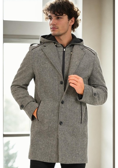Plt9401 Dewberry Erkek Palto-diagonal Gri Diagonal Gri