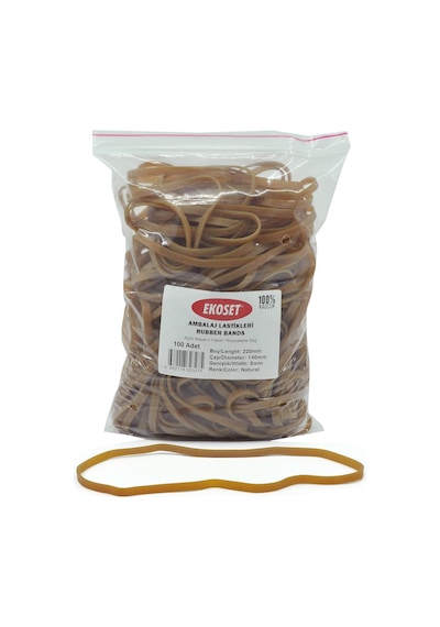 Ekoset 220X5Mm Geniş Kauçuk Paket Ambalaj Kasa Lastiği 100 Adet