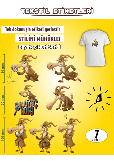 Ütü İle Yapışan Kıyafet Etiketi Büyüteç Nuri Serisi 7li Set Karışık