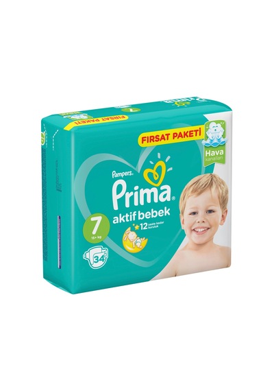 Prima Pampers Aktif Bebek Fırsat Paketi XX Large Bebek Bezi 15+ KG 7 Beden 5 x 34 Adet 5'li