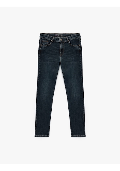 Koton Normal Bel Pamuklu Slim Fit Jean - Brad Jean Koyu İndigo 7wam40004nd