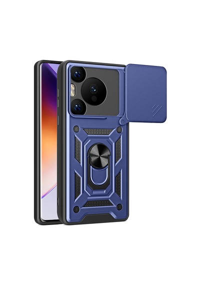 Ardemix Huawei Pura 70 Pro 5g Kılıf Magnetik Standlı Kamera Korumalı Sürgülü Vega Ka Mavi