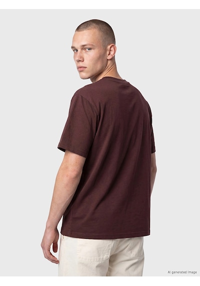 LC Waikiki Xsıde Mürdüm Bisiklet Yaka Baskılı Erkek Tişört Dark Plum
