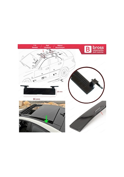 Mercedes C W204 için Tavan Oluk Çıta Port Bagaj Kapağı 95x20 MM N11.9488
