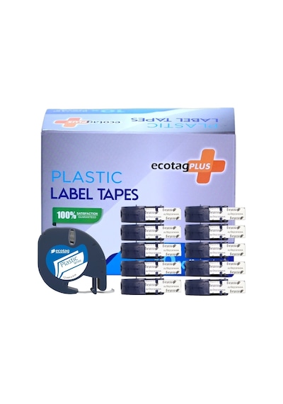Ecotagplus Dymo Letratag Muadili Plastik Serit Etiket Beyaz 10 Lu Pak