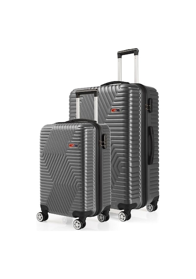 G&d Polo Suitcase Abs Kabin Ve Büyük Boy Koyu Gri 2'li Valiz Eti 600.02-set-bk Koyu Gri